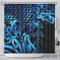 Humpback Whale Matariki New Zealand Shower Curtain NZ Maori Paikea Poutama Luxury Blue LT14 - Polynesian Pride
