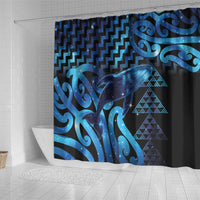 Humpback Whale Matariki New Zealand Shower Curtain NZ Maori Paikea Poutama Luxury Blue LT14 - Polynesian Pride