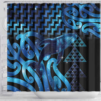 Humpback Whale Matariki New Zealand Shower Curtain NZ Maori Paikea Poutama Luxury Blue LT14 - Polynesian Pride