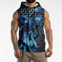 Humpback Whale Matariki New Zealand Sleeveless Hoodie NZ Maori Paikea Poutama Luxury Blue LT14 - Polynesian Pride