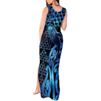 Humpback Whale Matariki New Zealand Tank Maxi Dress NZ Maori Paikea Poutama Luxury Blue LT14 - Polynesian Pride