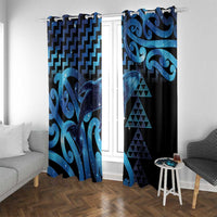 Humpback Whale Matariki New Zealand Window Curtain NZ Maori Paikea Poutama Luxury Blue LT14 With Grommets Blue - Polynesian Pride