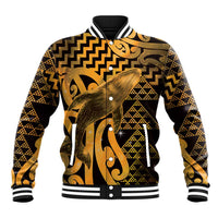 Humpback Whale Matariki New Zealand Baseball Jacket NZ Maori Paikea Poutama Luxury Gold LT14 Unisex Gold - Polynesian Pride