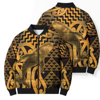 Humpback Whale Matariki New Zealand Bomber Puffer Jacket NZ Maori Paikea Poutama Luxury Gold LT14 - Polynesian Pride
