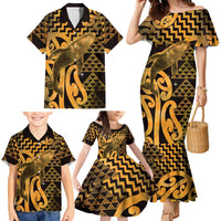 Humpback Whale Matariki New Zealand Family Matching Mermaid Dress and Hawaiian Shirt NZ Maori Paikea Poutama Luxury Gold LT14 - Polynesian Pride