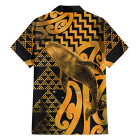 Humpback Whale Matariki New Zealand Family Matching Off Shoulder Short Dress and Hawaiian Shirt NZ Maori Paikea Poutama Luxury Gold LT14 - Polynesian Pride