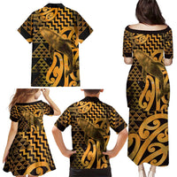 Humpback Whale Matariki New Zealand Family Matching Puletasi and Hawaiian Shirt NZ Maori Paikea Poutama Luxury Gold LT14 - Polynesian Pride