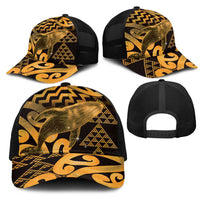 Humpback Whale Matariki New Zealand Mesh Trucker Cap NZ Maori Paikea Poutama Luxury Gold LT14 - Polynesian Pride