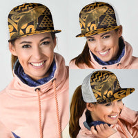 Humpback Whale Matariki New Zealand Mesh Trucker Cap NZ Maori Paikea Poutama Luxury Gold LT14 - Polynesian Pride