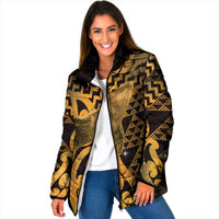 Humpback Whale Matariki New Zealand Padded Jacket NZ Maori Paikea Poutama Luxury Gold LT14 Women Gold - Polynesian Pride