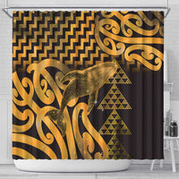 Humpback Whale Matariki New Zealand Shower Curtain NZ Maori Paikea Poutama Luxury Gold LT14 - Polynesian Pride