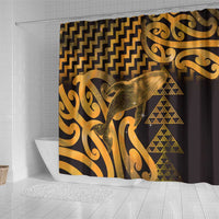 Humpback Whale Matariki New Zealand Shower Curtain NZ Maori Paikea Poutama Luxury Gold LT14 - Polynesian Pride