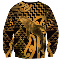 Humpback Whale Matariki New Zealand Sweatshirt NZ Maori Paikea Poutama Luxury Gold LT14 - Polynesian Pride