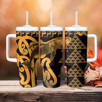 Humpback Whale Matariki New Zealand Tumbler With Handle NZ Maori Paikea Poutama Luxury Gold LT14 - Polynesian Pride