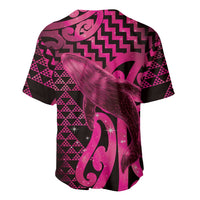 Humpback Whale Matariki New Zealand Baseball Jersey NZ Maori Paikea Poutama Luxury Pink LT14 - Polynesian Pride