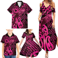 Humpback Whale Matariki New Zealand Family Matching Summer Maxi Dress and Hawaiian Shirt NZ Maori Paikea Poutama Luxury Pink LT14 - Polynesian Pride