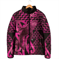 Humpback Whale Matariki New Zealand Padded Jacket NZ Maori Paikea Poutama Luxury Pink LT14 - Polynesian Pride