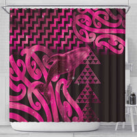 Humpback Whale Matariki New Zealand Shower Curtain NZ Maori Paikea Poutama Luxury Pink LT14 - Polynesian Pride