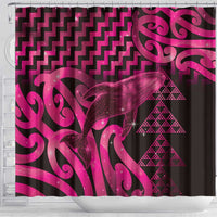 Humpback Whale Matariki New Zealand Shower Curtain NZ Maori Paikea Poutama Luxury Pink LT14 - Polynesian Pride