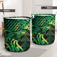 Humpback Whale Matariki New Zealand Laundry Basket NZ Maori Paikea Poutama Luxury Green LT14 - Polynesian Pride