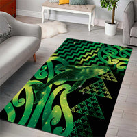 Humpback Whale Matariki New Zealand Area Rug NZ Maori Paikea Poutama Luxury Green LT14 - Polynesian Pride
