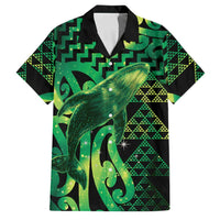 Humpback Whale Matariki New Zealand Family Matching Off The Shoulder Long Sleeve Dress and Hawaiian Shirt NZ Maori Paikea Poutama Luxury Green LT14 Dad's Shirt - Short Sleeve Green - Polynesian Pride