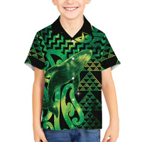 Humpback Whale Matariki New Zealand Hawaiian Shirt NZ Maori Paikea Poutama Luxury Green