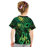 Humpback Whale Matariki New Zealand Kid T Shirt NZ Maori Paikea Poutama Luxury Green LT14 - Polynesian Pride