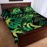 Humpback Whale Matariki New Zealand Quilt Bed Set NZ Maori Paikea Poutama Luxury Green LT14 - Polynesian Pride