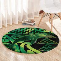 Humpback Whale Matariki New Zealand Round Carpet NZ Maori Paikea Poutama Luxury Green LT14 - Polynesian Pride