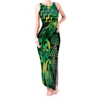 Humpback Whale Matariki New Zealand Tank Maxi Dress NZ Maori Paikea Poutama Luxury Green