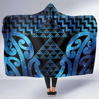 Taniko Motifs Matariki New Zealand Hooded Blanket NZ Niho Taniwha Poutama LT14 One Size Blue - Polynesian Pride
