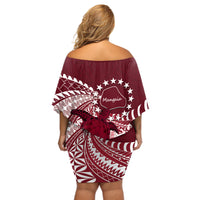 Cook Islands Mangaia Gospel Day Off Shoulder Short Dress Polynesian Art With Sea Turtle
