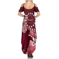 Cook Islands Mangaia Gospel Day Summer Maxi Dress Polynesian Art With Sea Turtle LT14 - Polynesian Pride