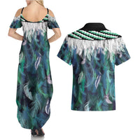 Aotearoa Korowai Motif Couples Matching Summer Maxi Dress and Hawaiian Shirt Hei Tiki Poutama Maori Pattern LT14 - Polynesian Pride