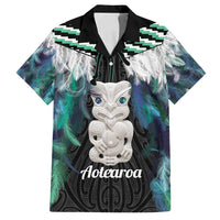 Aotearoa Korowai Motif Family Matching Off Shoulder Maxi Dress and Hawaiian Shirt Hei Tiki Poutama Maori Pattern