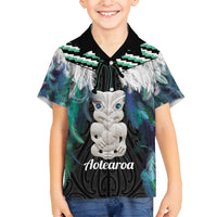 Aotearoa Korowai Motif Family Matching Summer Maxi Dress and Hawaiian Shirt Hei Tiki Poutama Maori Pattern