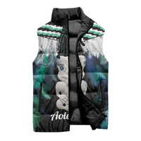 Aotearoa Korowai Motif Sleeveless Puffer Jacket Hei Tiki Poutama Maori Pattern - Polynesian Pride