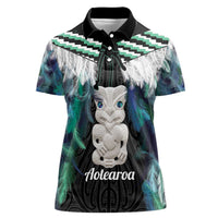 Aotearoa Korowai Motif Women Polo Shirt Hei Tiki Poutama Maori Pattern