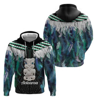 Aotearoa Korowai Motif Zip Hoodie Hei Tiki Poutama Maori Pattern