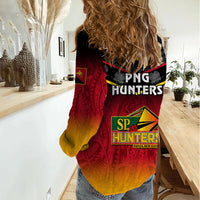 Papua New Guinea Rugby Women Casual Shirt PNG Hunters Polynesian Black LT14 - Polynesian Pride