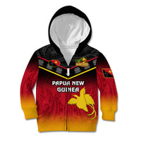 Personalised Papua New Guinea Rugby Kid Hoodie PNG Hunters Polynesian Black LT14 Zip Hoodie Black - Polynesian Pride