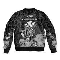 Polynesian Pride King Kamehameha Day Hawaii Bomber Jacket Polynesia Tribal Kanaka And Hibiscus Black LT14 - Polynesian Pride