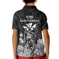 Polynesian Pride King Kamehameha Day Hawaii Kid Polo Shirt Polynesia Tribal Kanaka And Hibiscus Black LT14 - Polynesian Pride