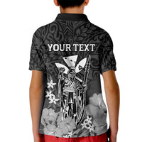 Personalised King Kamehameha Day Hawaii Kid Polo Shirt Polynesia Tribal Kanaka And Hibiscus Black LT14 - Polynesian Pride