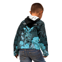Polynesian Pride King Kamehameha Day Hawaii Kid Hoodie Polynesia Tribal Kanaka And Hibiscus Turquoise LT14 - Polynesian Pride