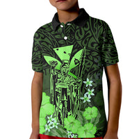 Polynesian Pride King Kamehameha Day Hawaii Kid Polo Shirt Polynesia Tribal Kanaka And Hibiscus Green LT14 Kid Green - Polynesian Pride