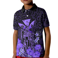 Polynesian Pride King Kamehameha Day Hawaii Kid Polo Shirt Polynesia Tribal Kanaka And Hibiscus Purple LT14 Kid Purple - Polynesian Pride