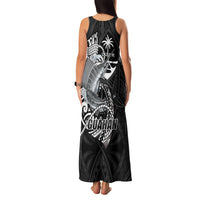 Guam Blue Marlin Fishing Family Matching Tank Maxi Dress and Hawaiian Shirt Guahan Fish Hook Tattoo Black Version LT14 - Polynesian Pride