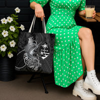 Guam Blue Marlin Fishing Tote Bag Guahan Fish Hook Tattoo Black Version